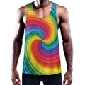 Rainbow Swirl Print Men's Workout Tank Top