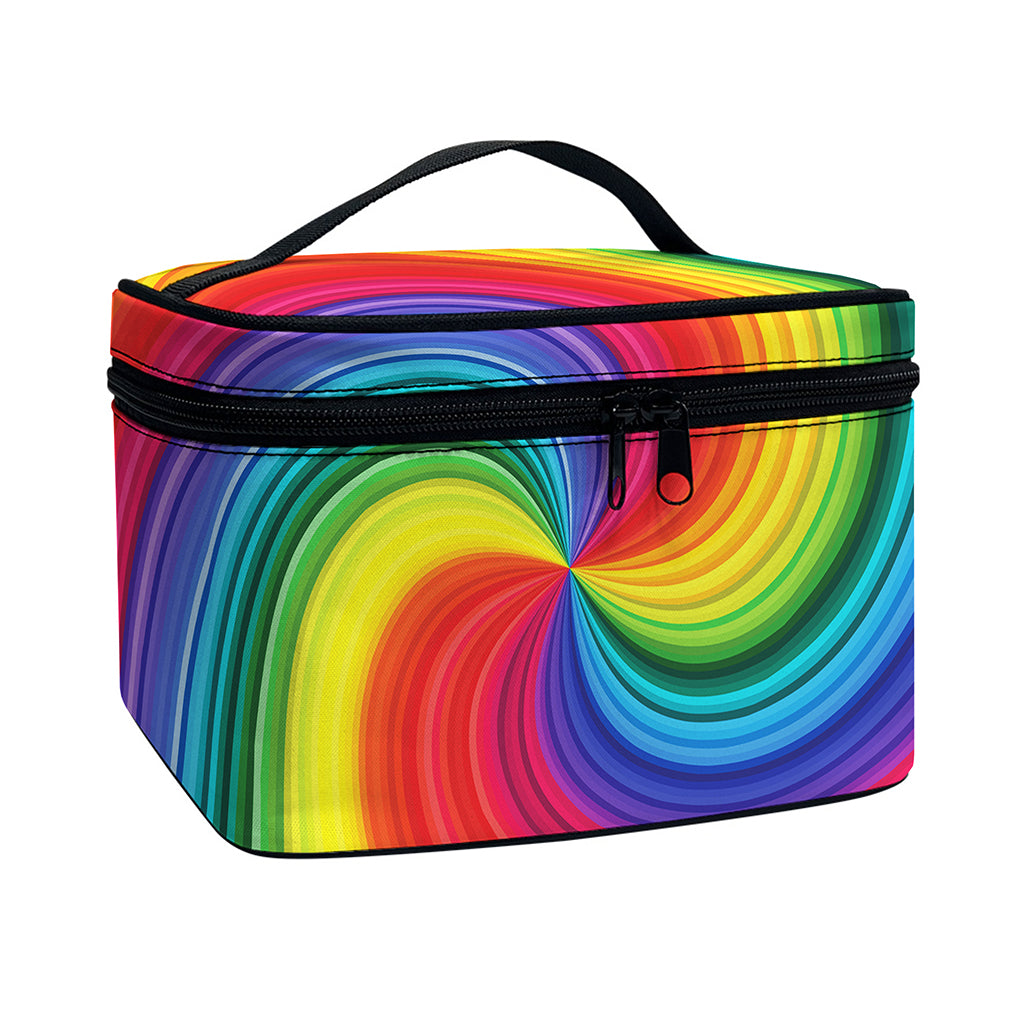 Rainbow Swirl Print Travel Makeup Bag