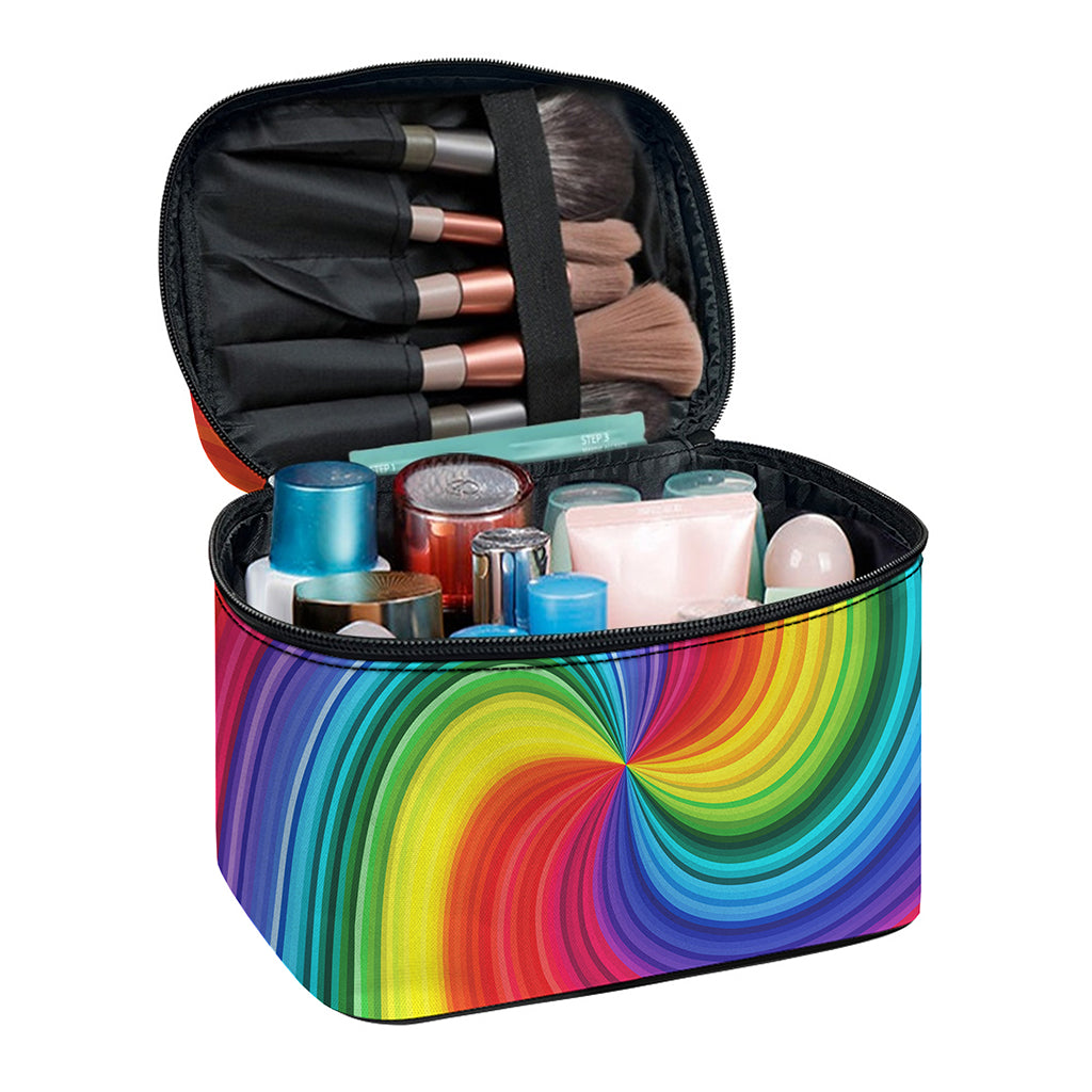 Rainbow Swirl Print Travel Makeup Bag