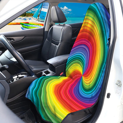 Rainbow Swirl Print Waterproof Car Seat Cover