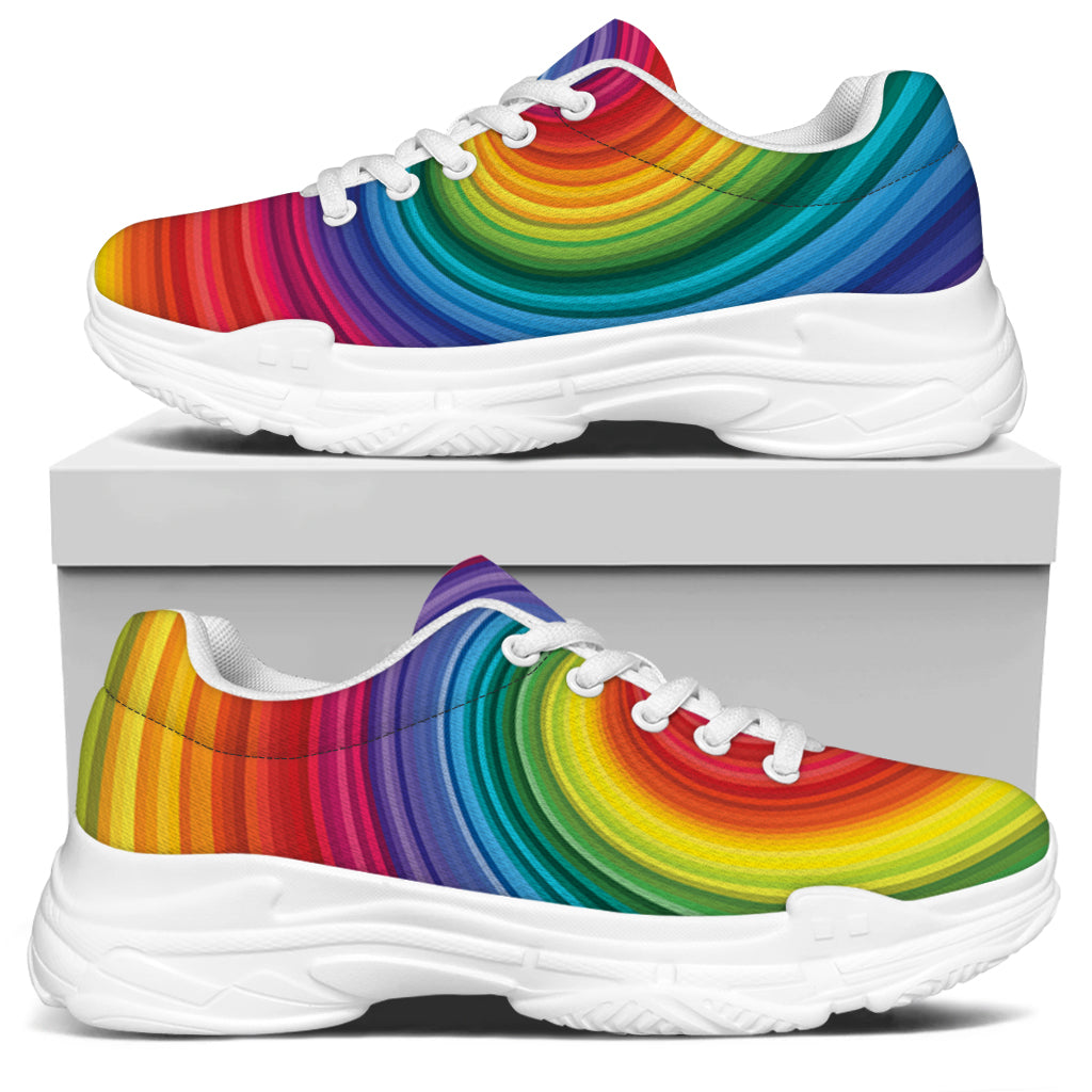 Rainbow Swirl Print White Chunky Shoes