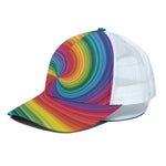 Rainbow Swirl Print White Mesh Trucker Cap