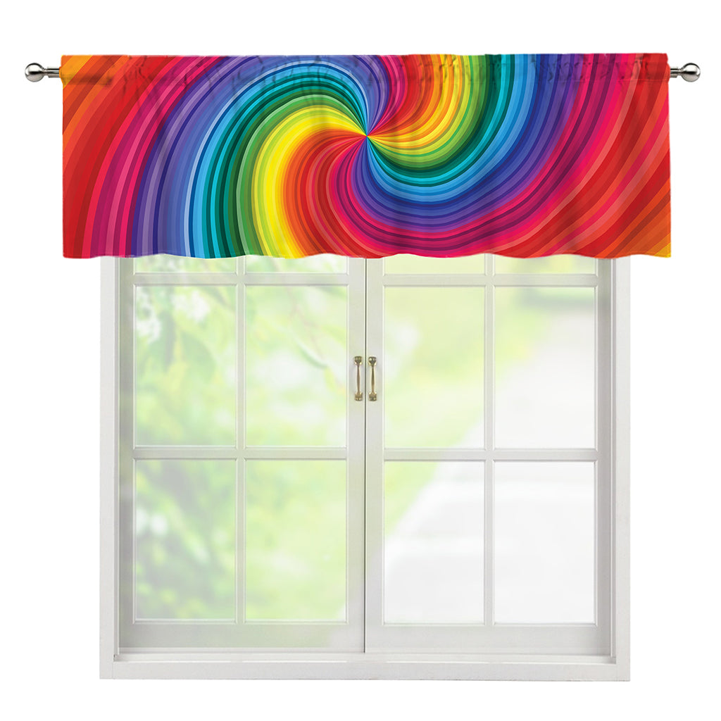 Rainbow Swirl Print Window Valance