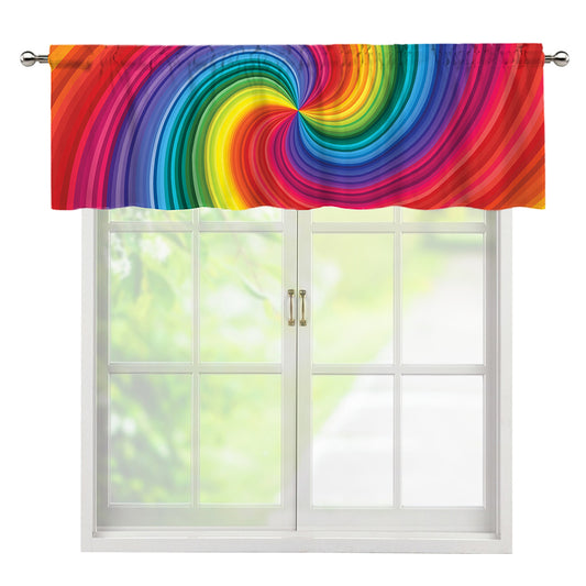 Rainbow Swirl Print Window Valance