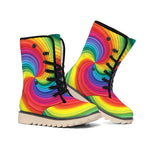 Rainbow Swirl Print Winter Boots