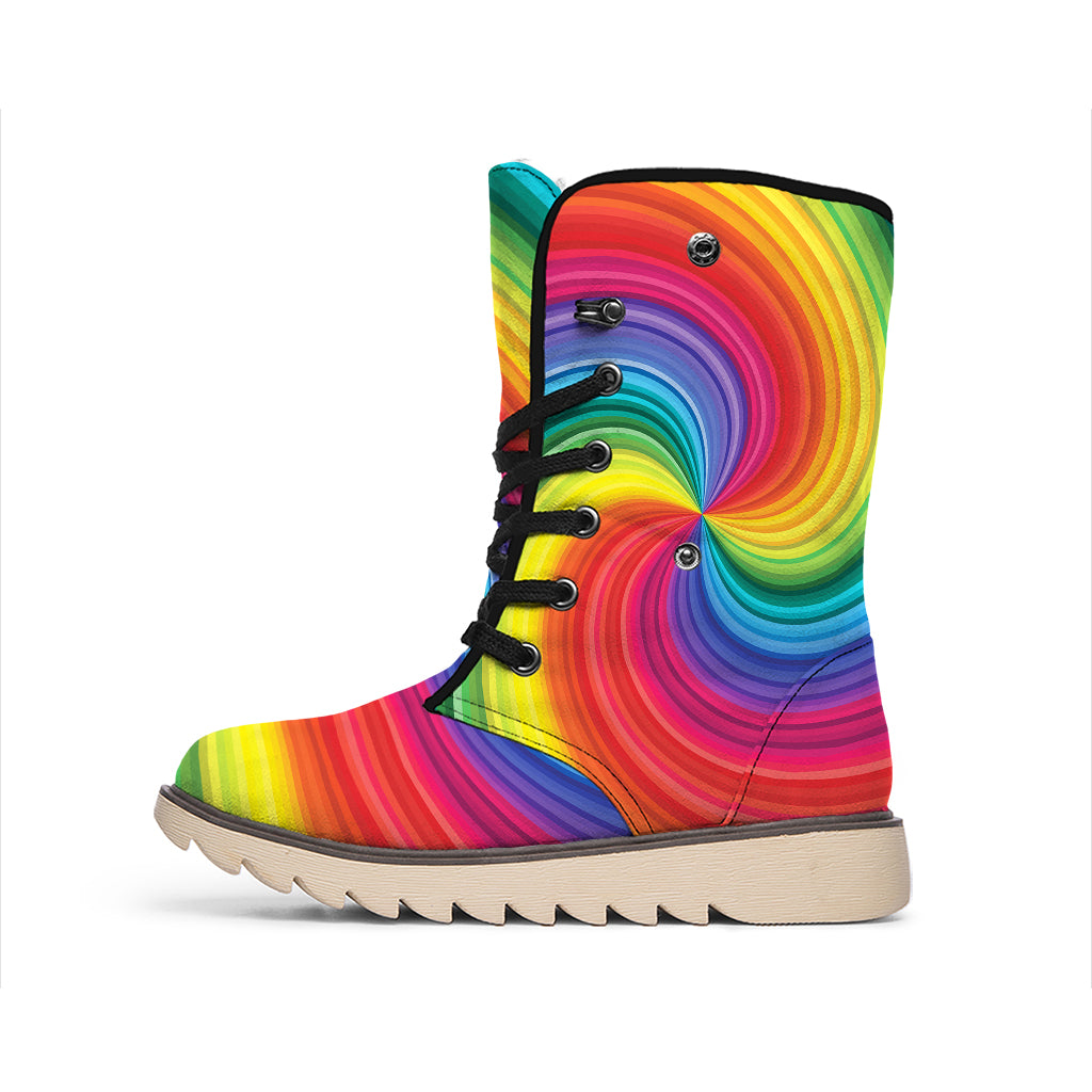 Rainbow Swirl Print Winter Boots