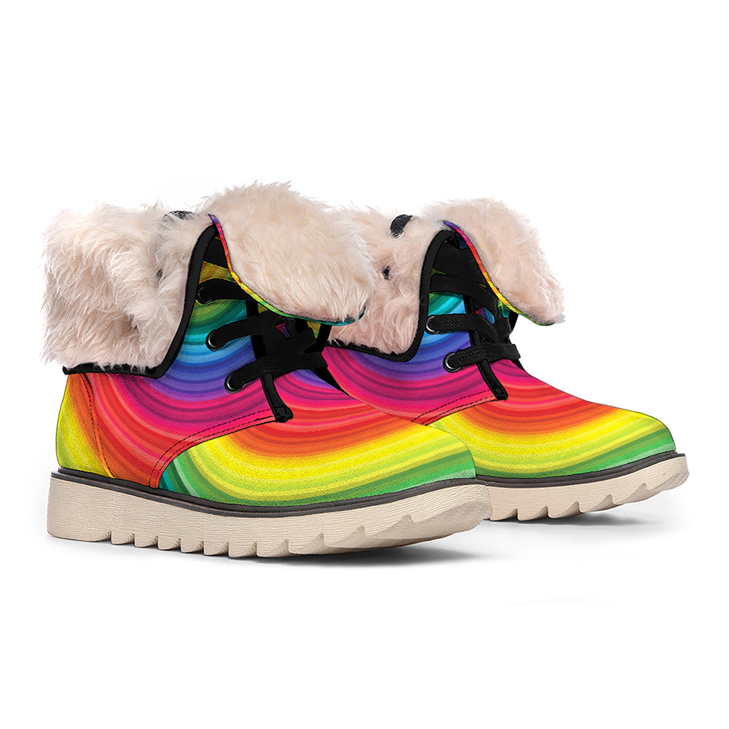 Rainbow Swirl Print Winter Boots