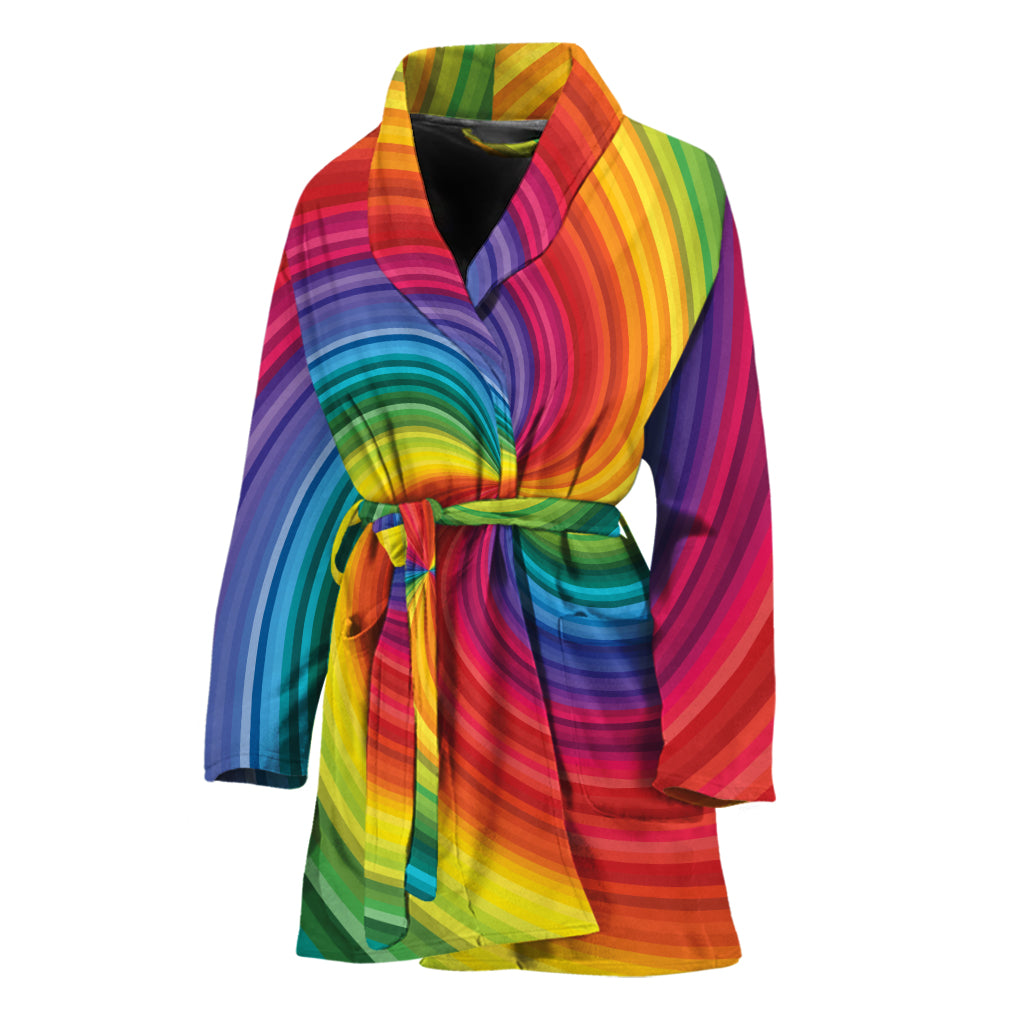 Rainbow Swirl Print Women's Bathrobe