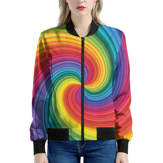 Rainbow Swirl Print Women's Bomber Jacket