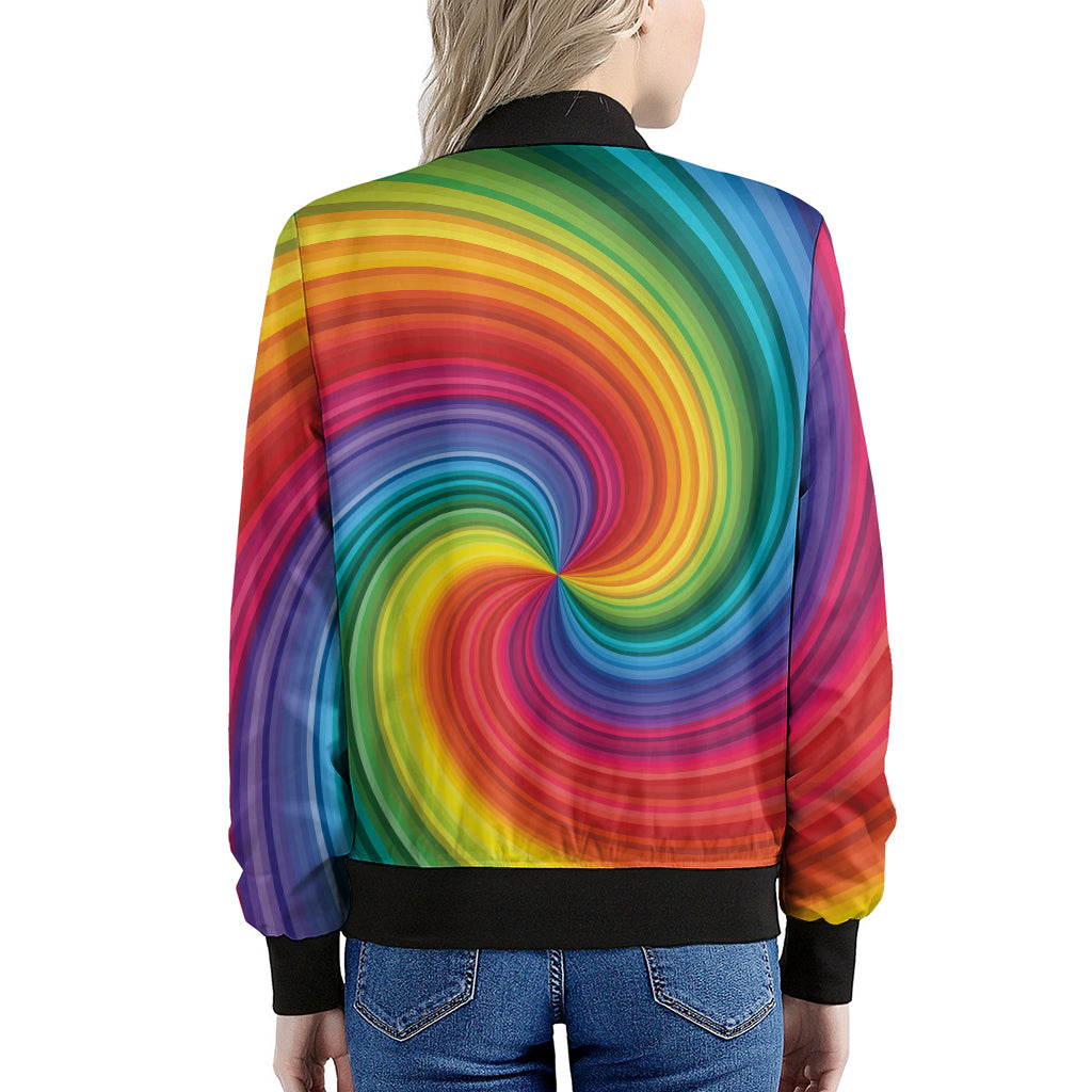 Rainbow Swirl Print Women's Bomber Jacket