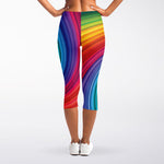 Rainbow Swirl Print Women's Capri Leggings
