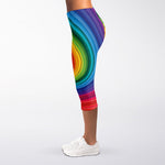 Rainbow Swirl Print Women's Capri Leggings