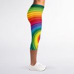 Rainbow Swirl Print Women's Capri Leggings
