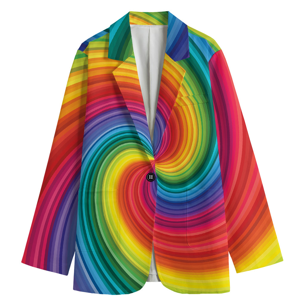 Rainbow Swirl Print Women's Cotton Blazer