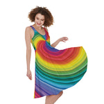 Rainbow Swirl Print Women's Sleeveless Dress