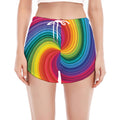 Rainbow Swirl Print Women's Split Running Shorts