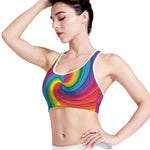 Rainbow Swirl Print Women's Sports Bra