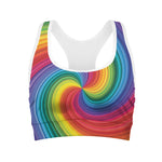Rainbow Swirl Print Women's Sports Bra