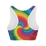Rainbow Swirl Print Women's Sports Bra