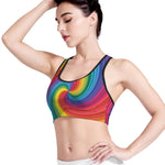 Rainbow Swirl Print Women's Sports Bra