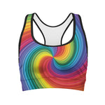Rainbow Swirl Print Women's Sports Bra