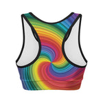 Rainbow Swirl Print Women's Sports Bra