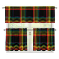 Rainbow Tartan Pattern Print 3 Piece Kitchen Curtains