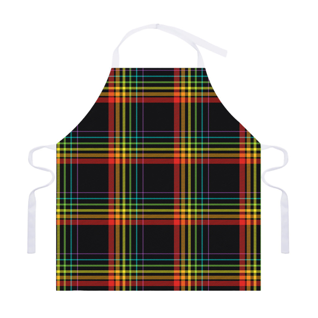 Rainbow Tartan Pattern Print Adjustable Apron