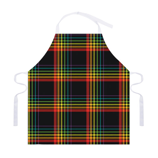 Rainbow Tartan Pattern Print Adjustable Apron
