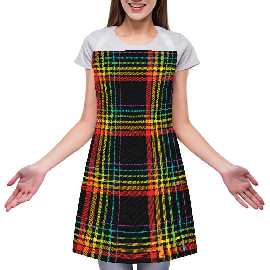 Rainbow Tartan Pattern Print Adjustable Apron