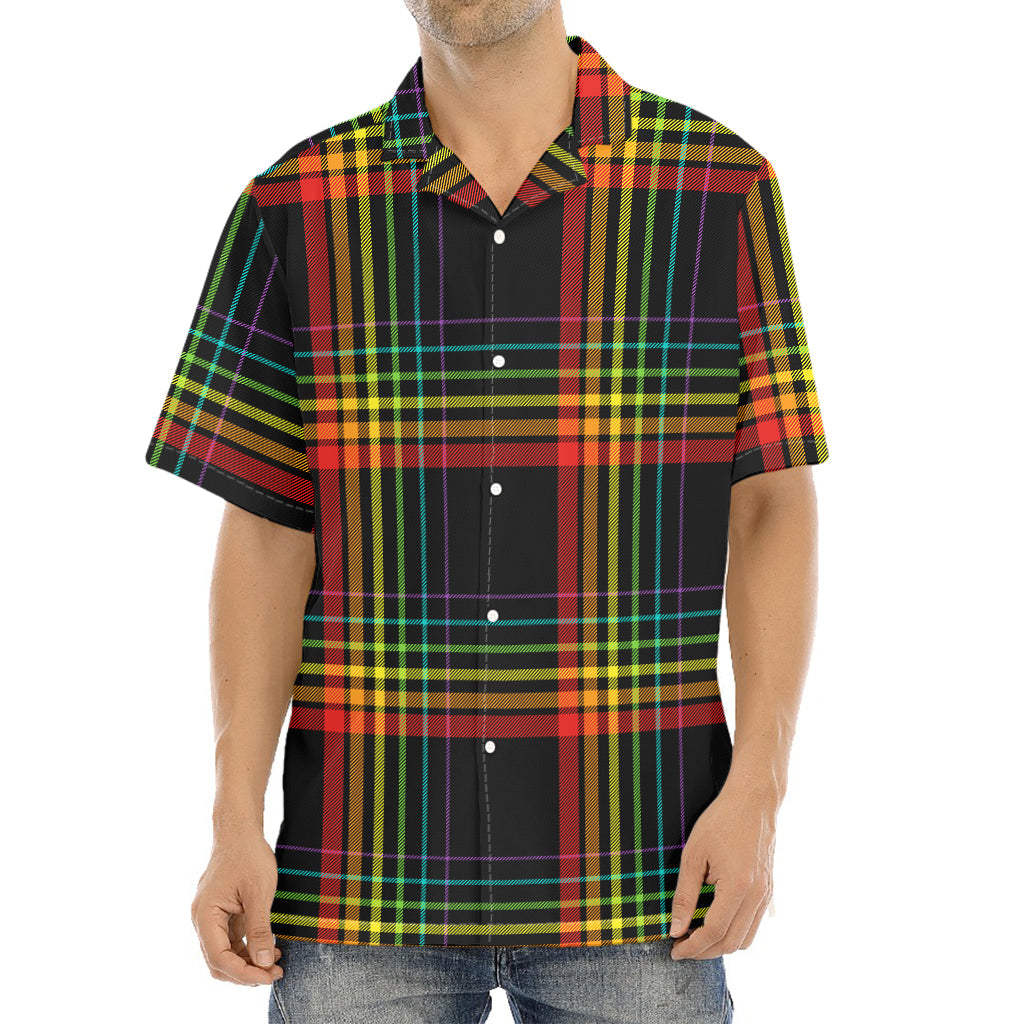 Rainbow Tartan Pattern Print Aloha Shirt
