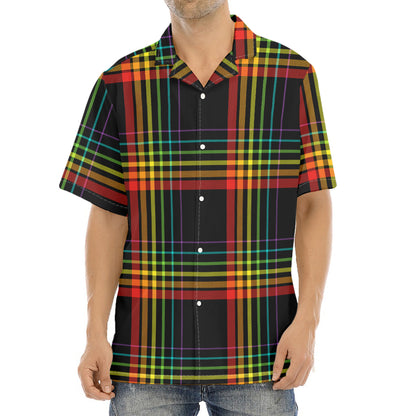 Rainbow Tartan Pattern Print Aloha Shirt