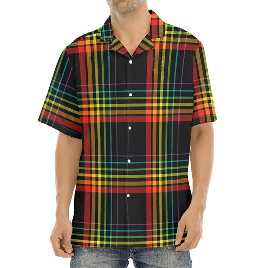 Rainbow Tartan Pattern Print Aloha Shirt
