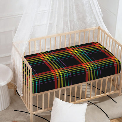 Rainbow Tartan Pattern Print Baby Crib Sheet