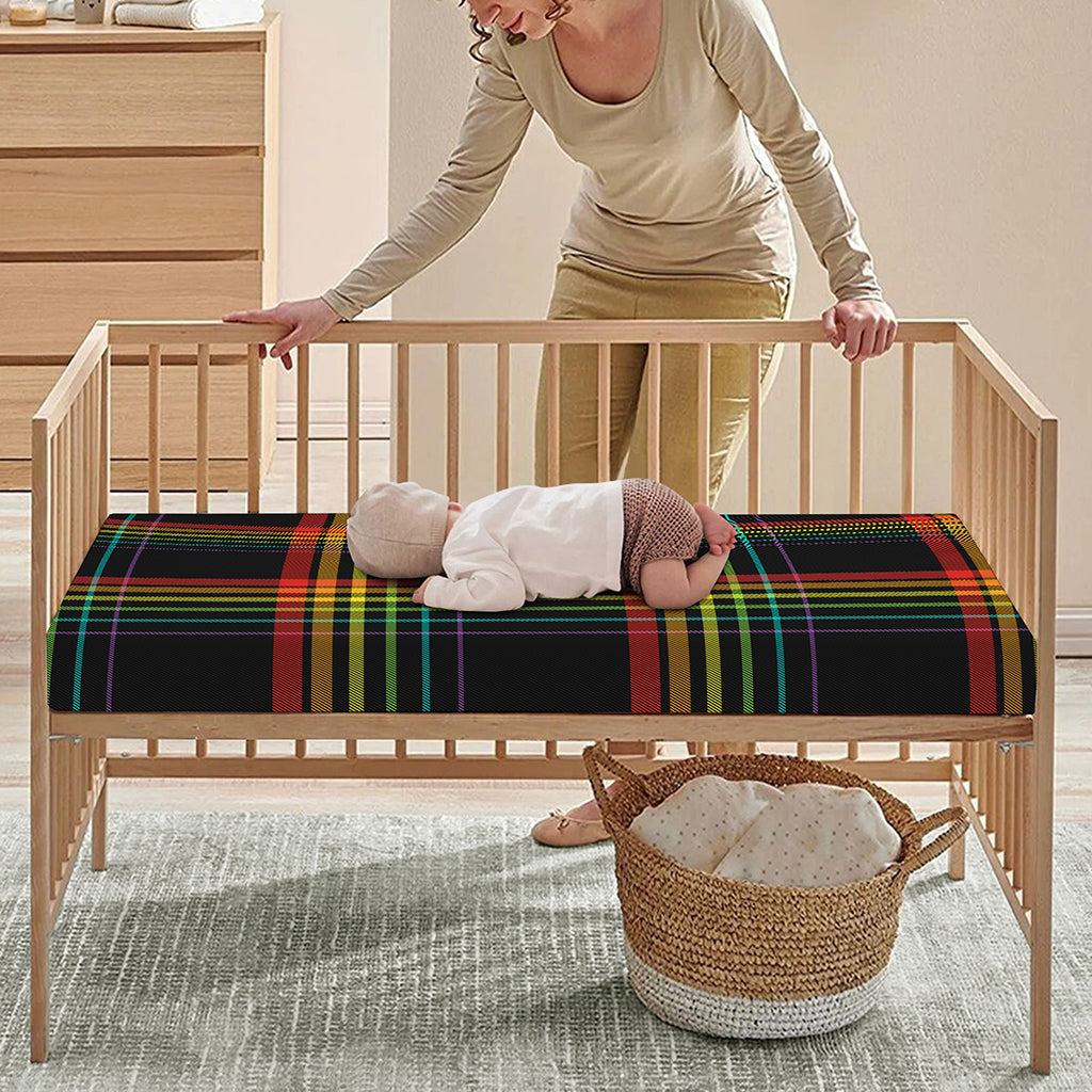 Rainbow Tartan Pattern Print Baby Crib Sheet