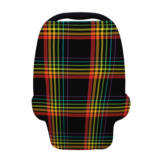 Rainbow Tartan Pattern Print Baby Seat Cover