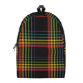 Rainbow Tartan Pattern Print School Backpack