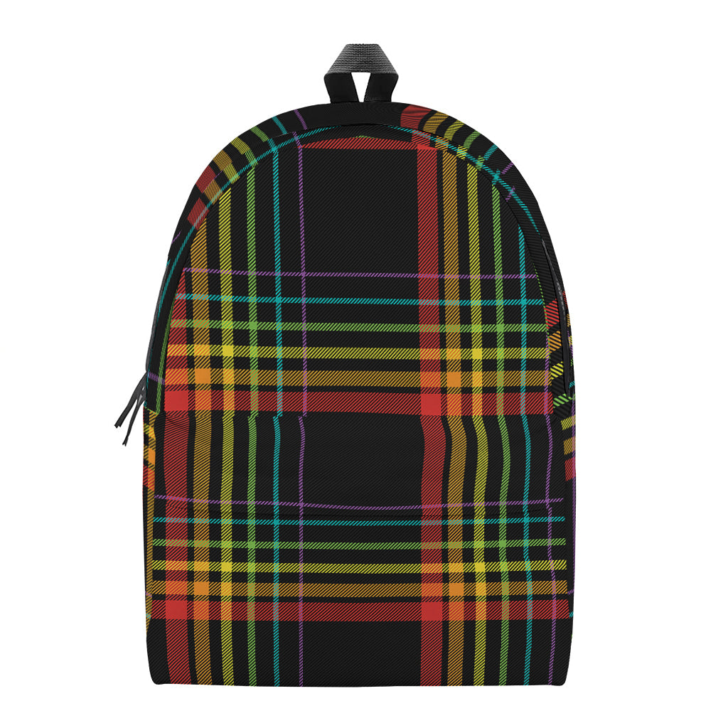 Rainbow Tartan Pattern Print Backpack