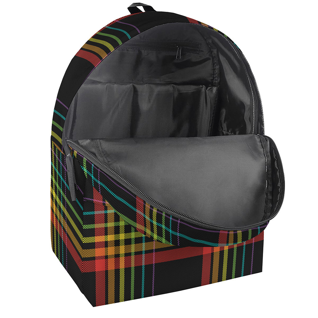 Rainbow Tartan Pattern Print Backpack