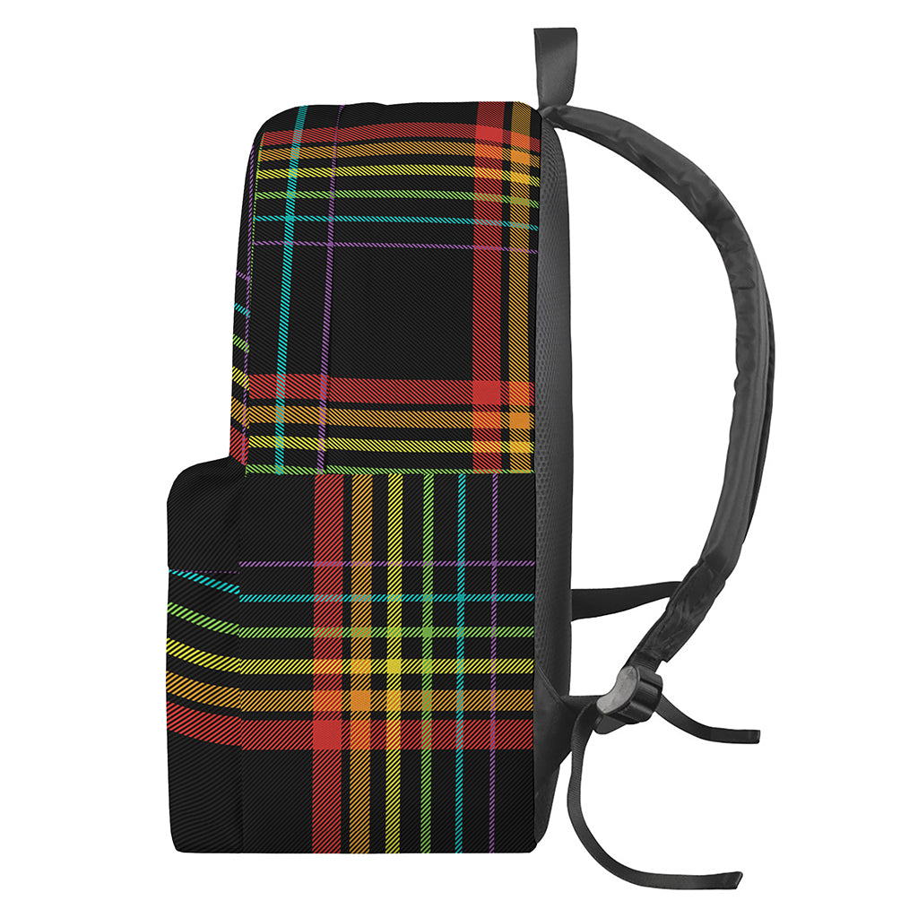 Rainbow Tartan Pattern Print Backpack