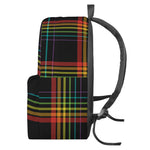 Rainbow Tartan Pattern Print Backpack