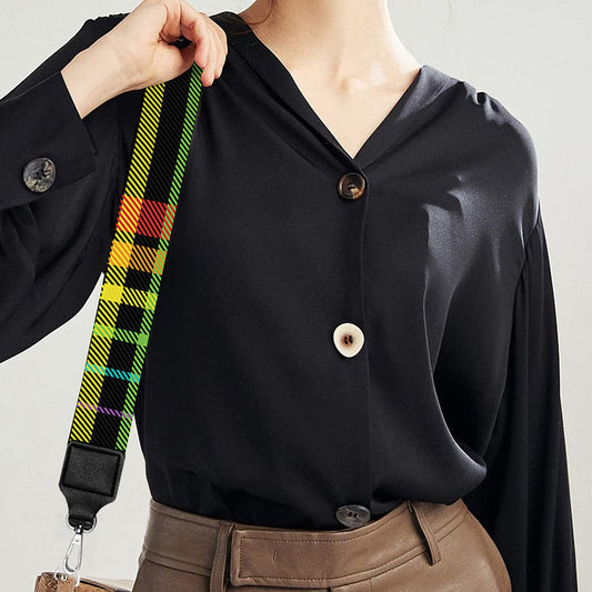 Rainbow Tartan Pattern Print Bag Strap