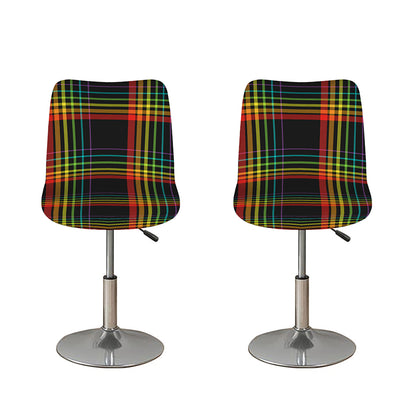 Rainbow Tartan Pattern Print Bar Stool Covers