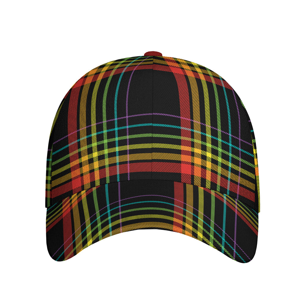 Rainbow Tartan Pattern Print Baseball Cap