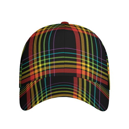 Rainbow Tartan Pattern Print Baseball Cap