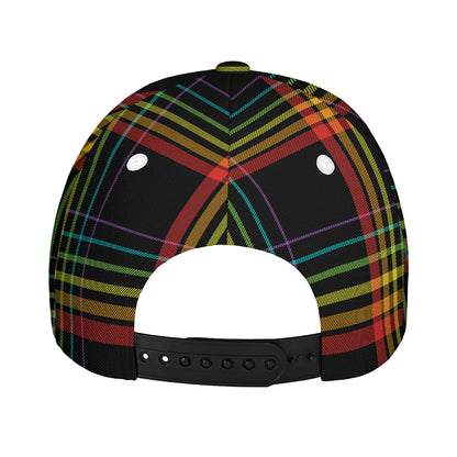 Rainbow Tartan Pattern Print Baseball Cap