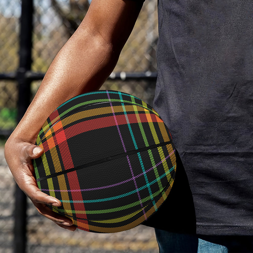 Rainbow Tartan Pattern Print Basketball