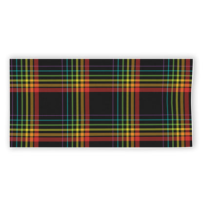 Rainbow Tartan Pattern Print Beach Towel