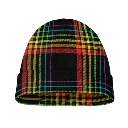 Rainbow Tartan Pattern Print Beanie