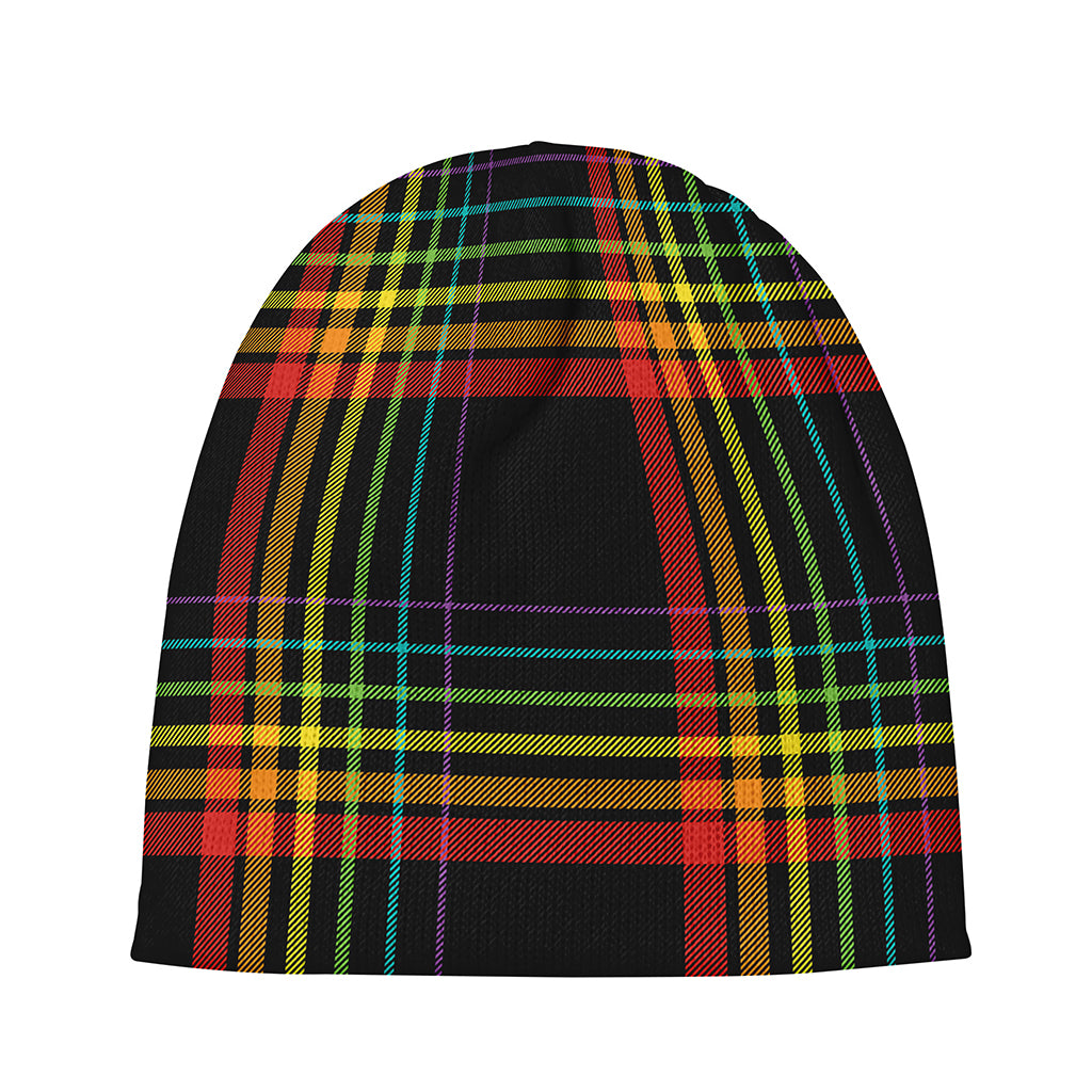 Rainbow Tartan Pattern Print Beanie